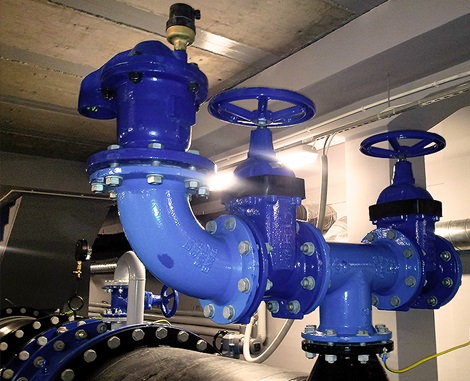 AVK air valves installed on the peak of a pipeline