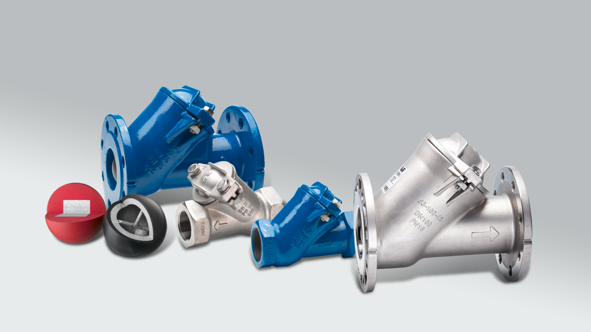 AVK flanged ball check valves in stainless steel