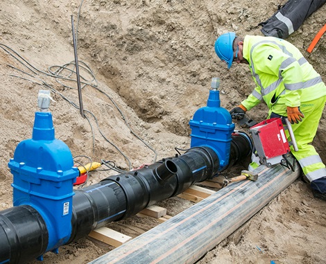 AVK gate valves being installed