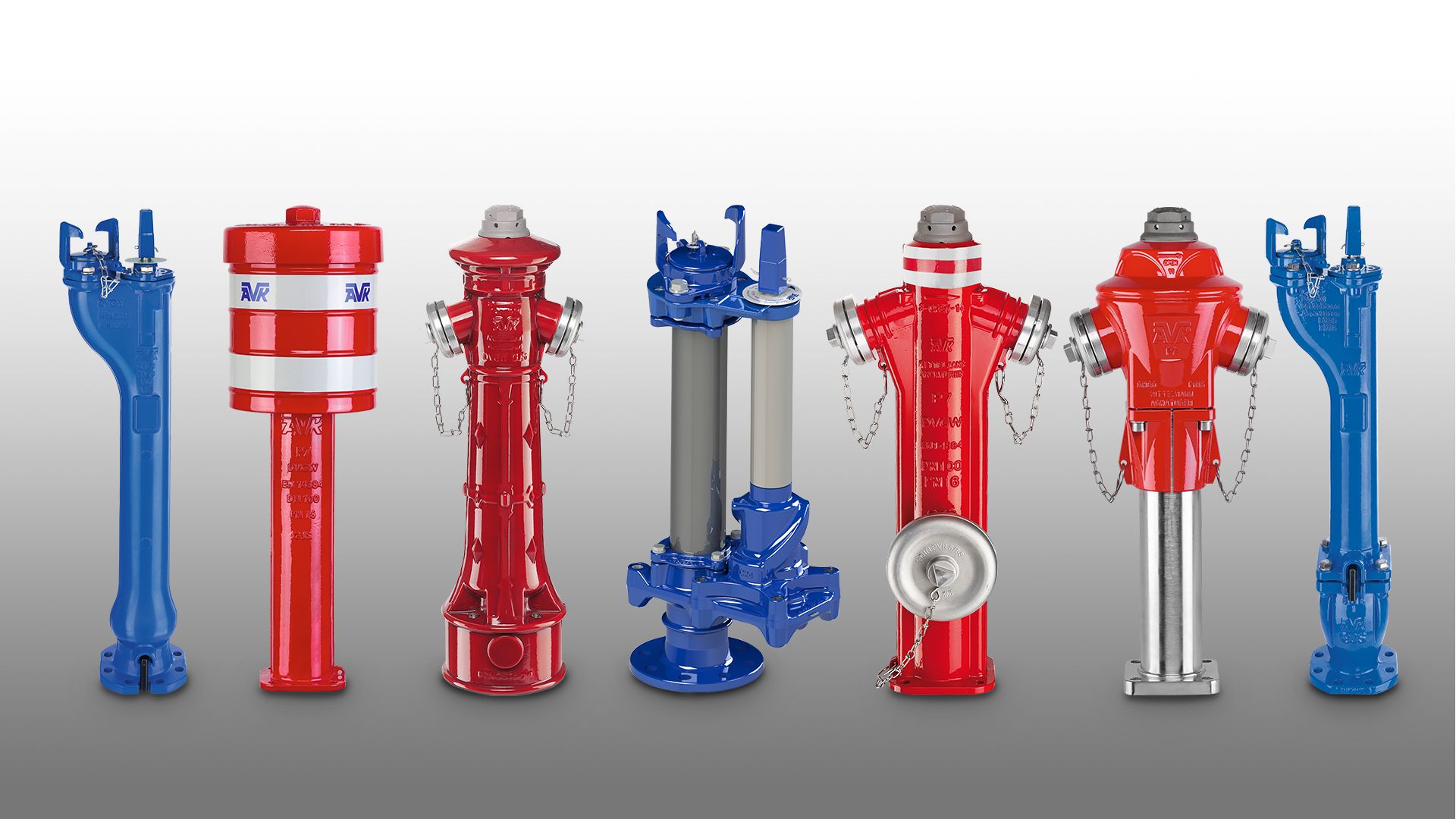 Different AVK hydrants for both indoor and outdoor use water