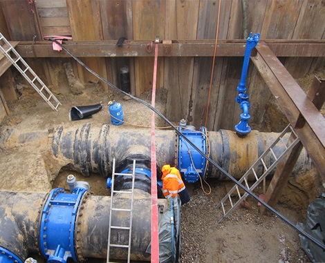 Underground hydrant from AVK in the process of being installed