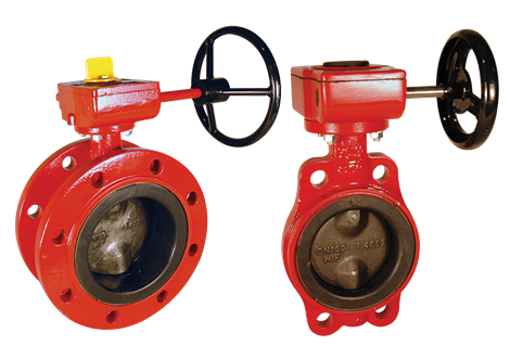 Two butterfly valves for fire protection