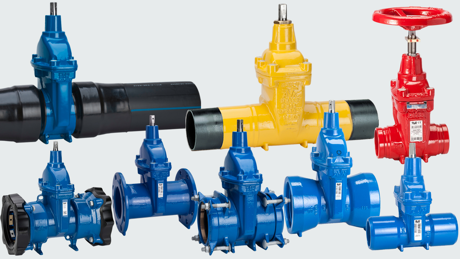 A selection of gate valves with different end connections