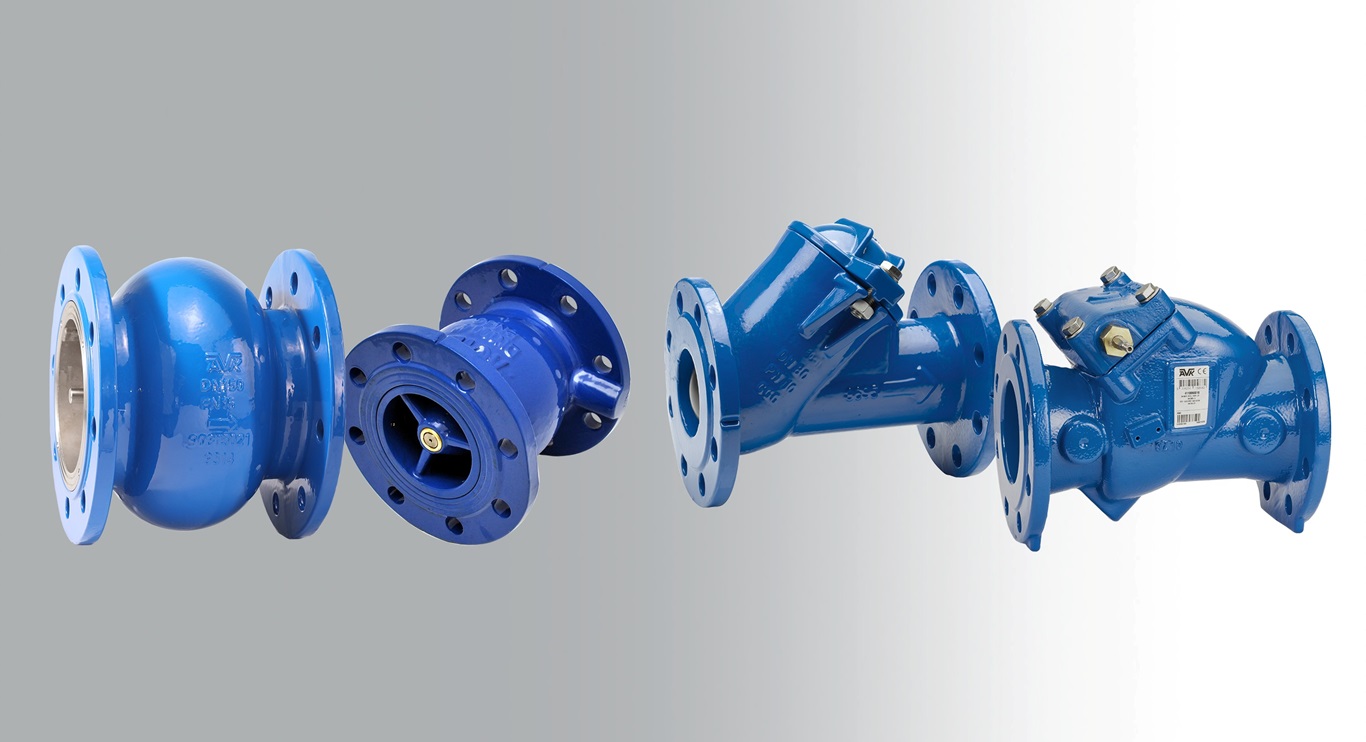 AVK ball check valves, swing check valves, slanted seat check valves