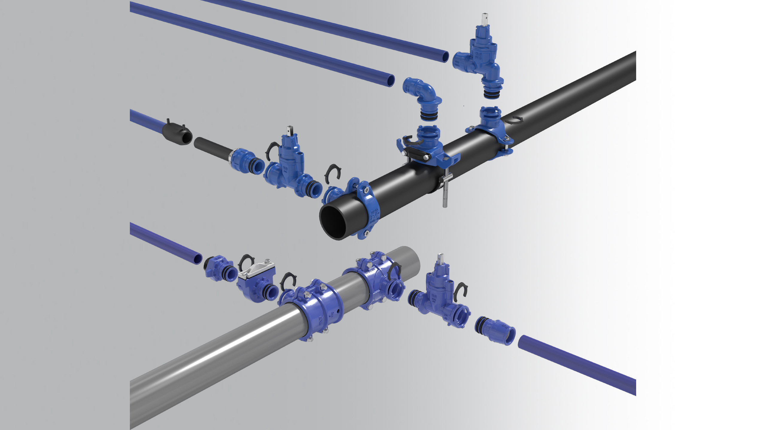 AVK Supa Lock™ valves on pipes