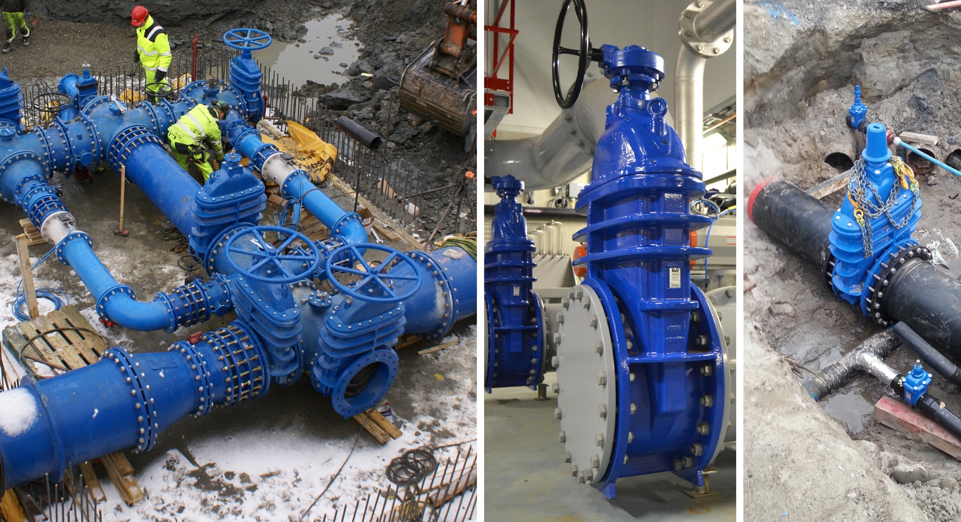 Different AVK gate valves installed