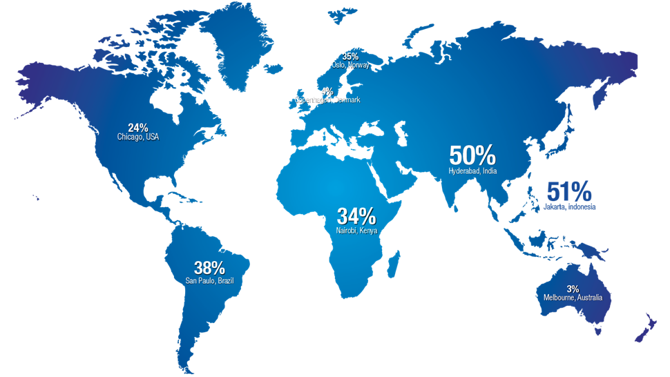 Reduce NRW levels with AVK Smart Water solution for a digitalised water distribution - map of the world