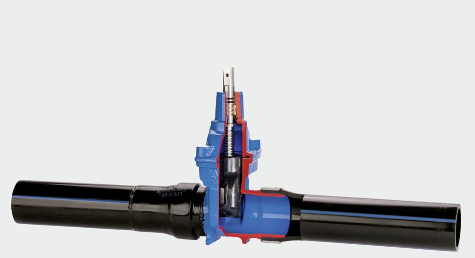 AVK gate valve with PE ends for a fully integrated PE pipe system