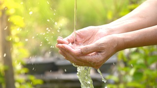 Hands under running water