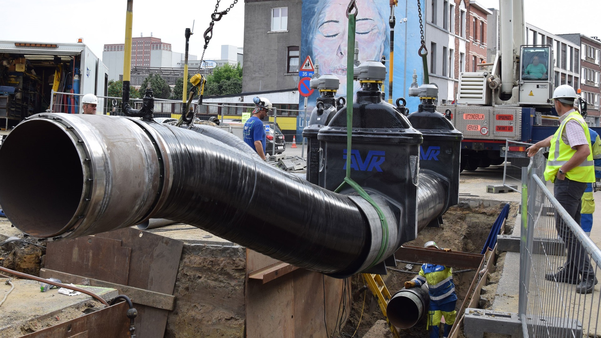 New gas pipe with AVK gate valves for gas distribution, Antwerp, Belgium