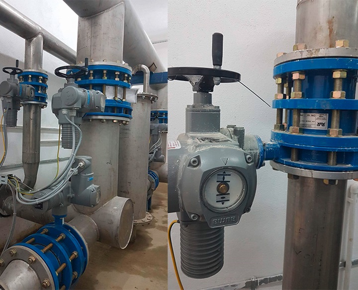 Butterfly valves installed in water treatment plant, AVK series 820