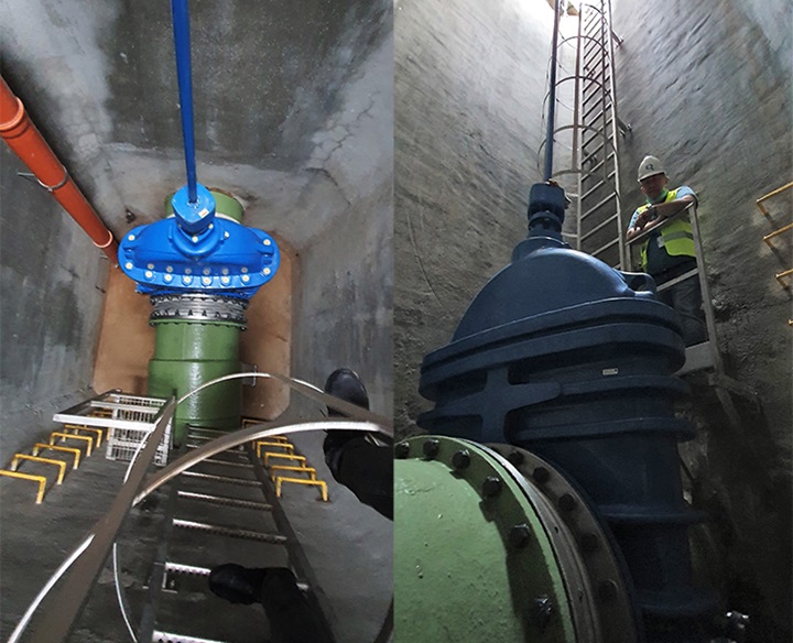 Water siphon pipeline installation of an AVK DN1000 gate valve in Poznan Poland