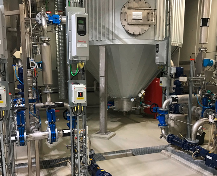 Knife gate valves installed in biogas plant, AVK series 702