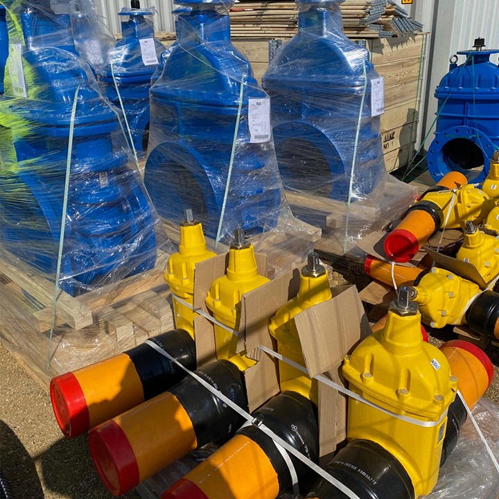 AVK gate valves for gas supply and fire protection ready for installation at BMW production plant in Hungary