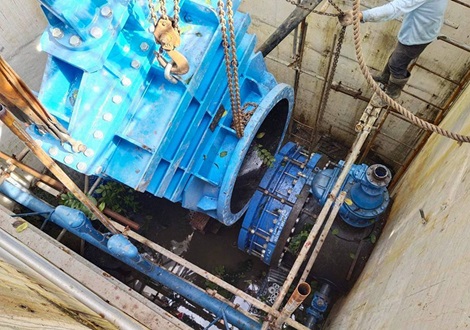 Bonneted gate valve installation at Angat dam in the Philippines