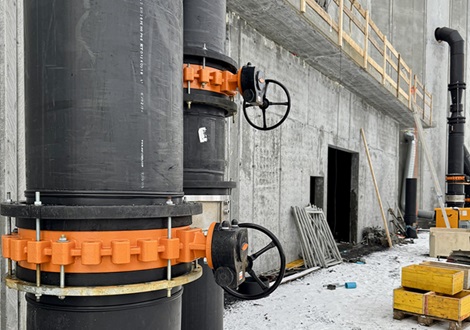 Installed butterfly valve on pipe