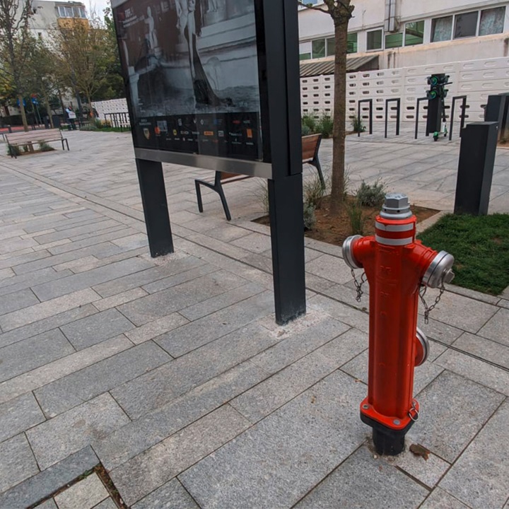 AVK above-ground fire hydrant in a SMART street in Cluj, Romania