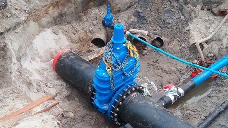 Gate valve installed for fire extingushing system at Aarhus Harbour, Denmark