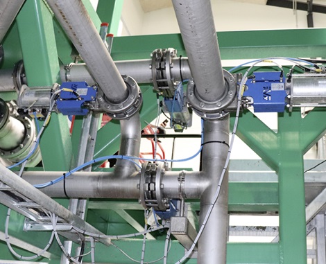 AVK knife gate valve with pneumatic actuator installed