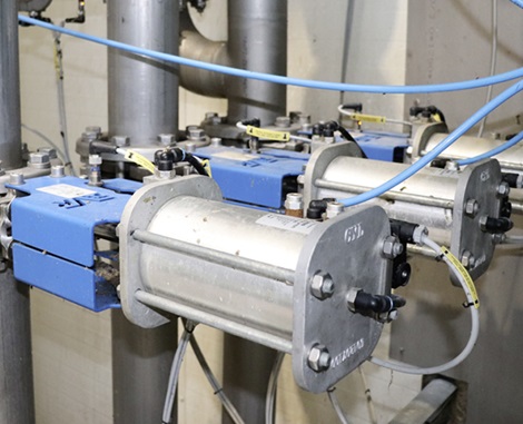 AVK knife gate valves installed to process water