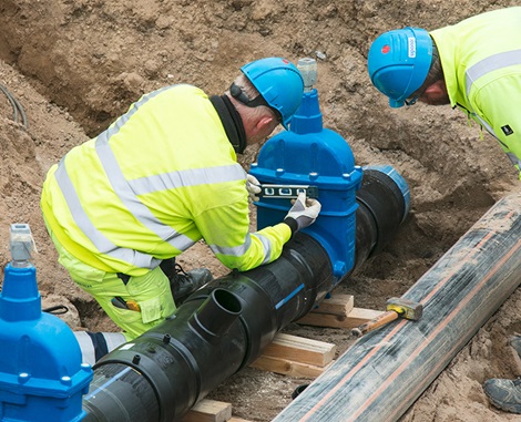 Installation of AVK gate valve at Odense Universitets Hospital, Denmark