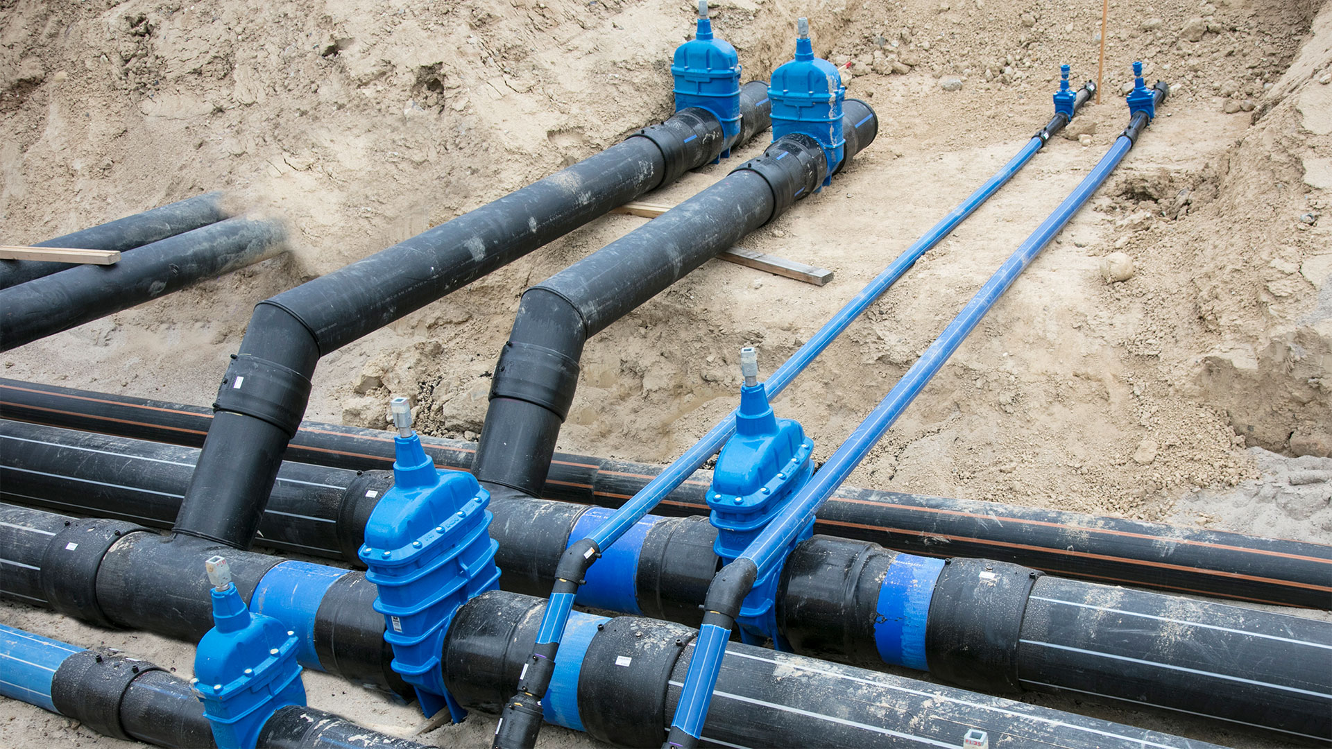 Pipe system with AVK valves at hospital construction site in Odense, Denmark