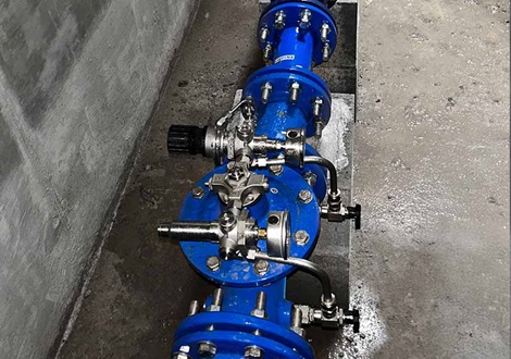 AVK pressure reducing valve (PRV) installed on pipe