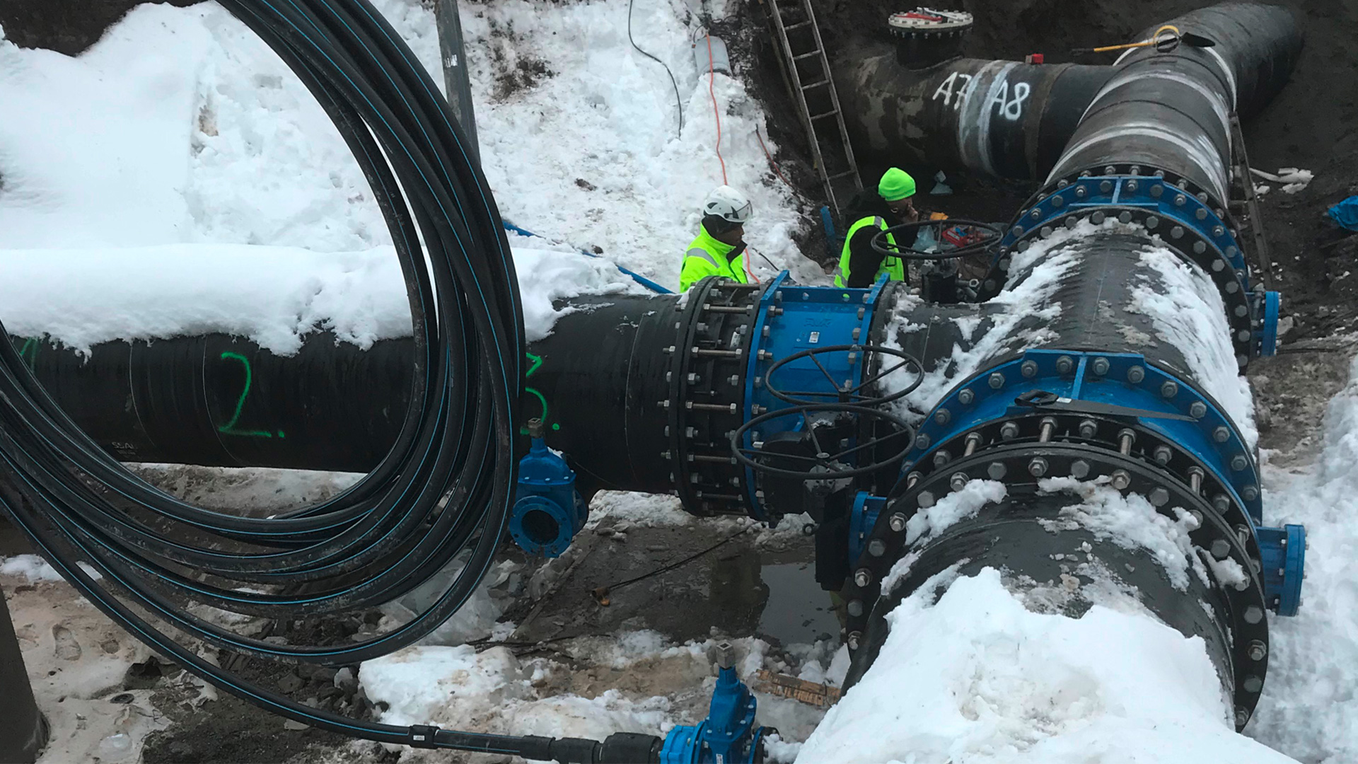 Road expansion in Sweden leads to moving water pipeline