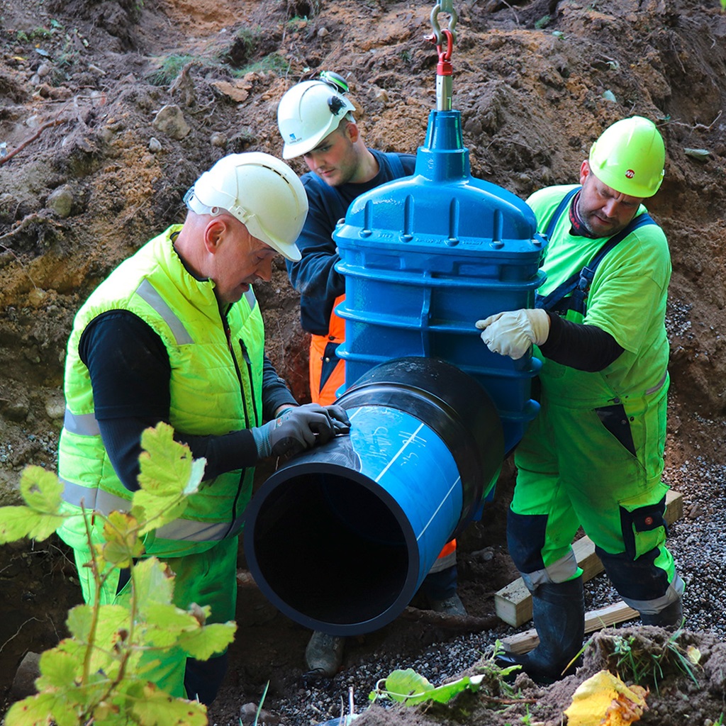 AVK gate valve series 36 in new dimensions installed in Beder, Denmark