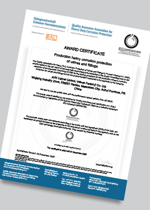 GSK certificate for large dimension valves and fittings from AVK