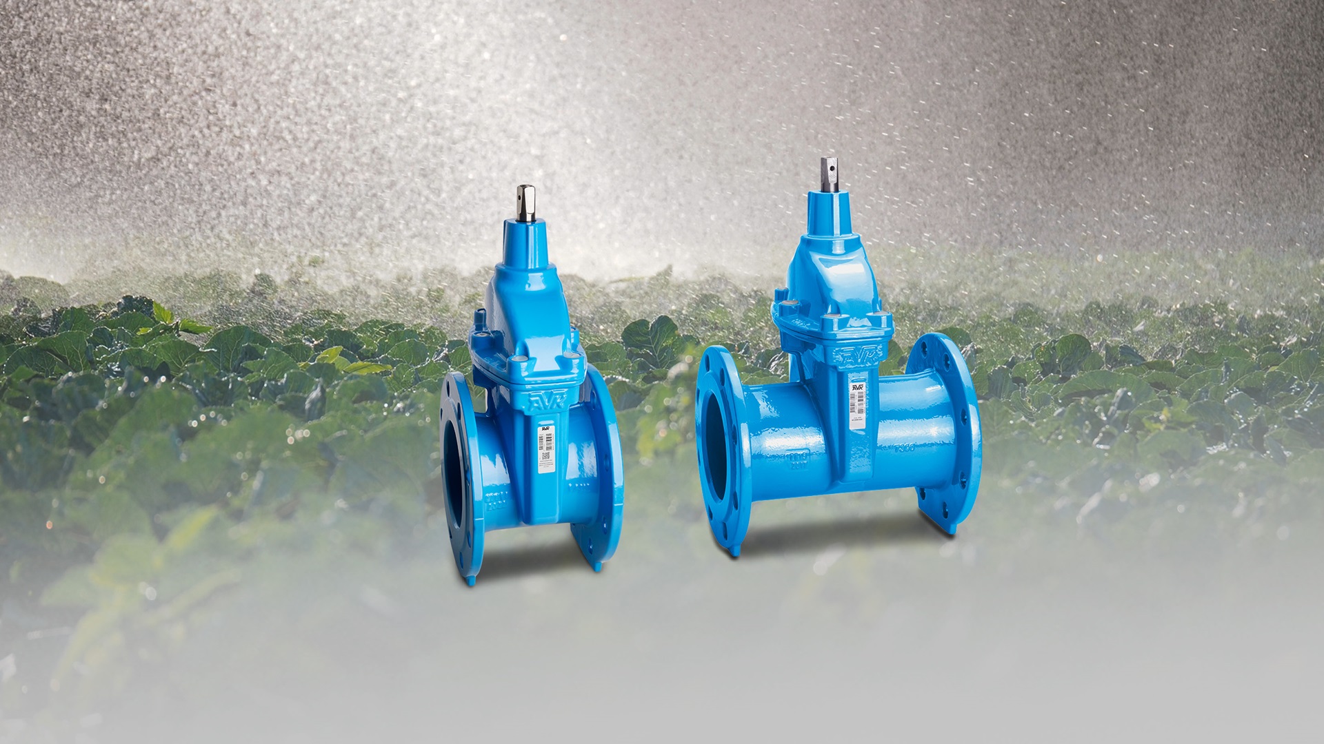 Two AVK gate valves ready for irrigation