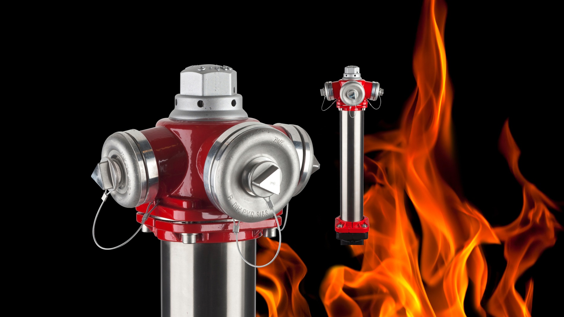 Multi fire hydrant N7 with flames