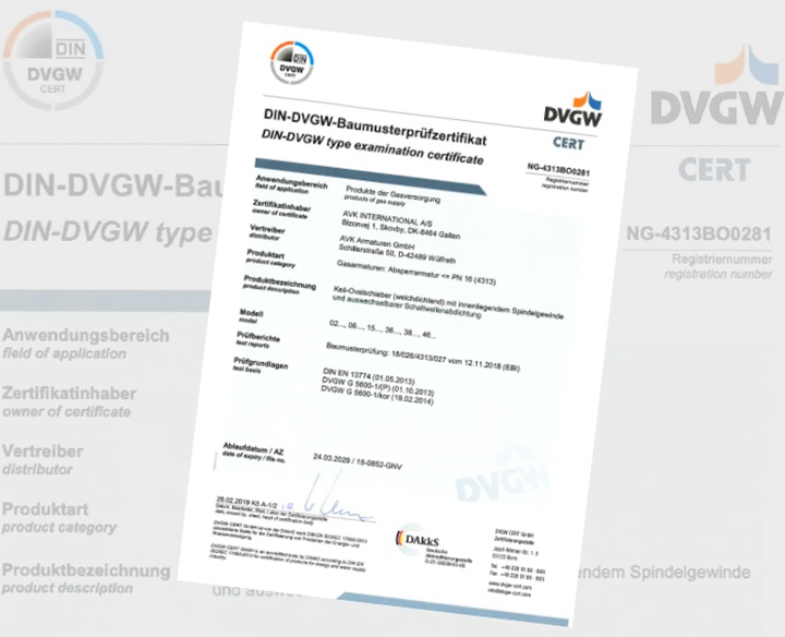 DVGW approval for gas gate valves
