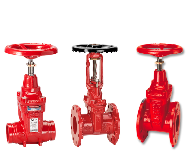 Indoor gate valves for fire protection