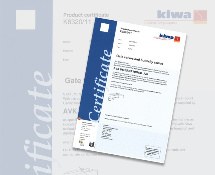 Kiwa for gate valves and butterfly valves