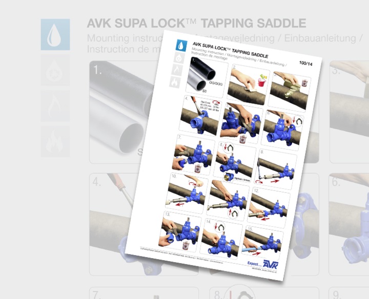 Supa Lock™ mounting instruction for tapping saddle for iron/steel pipes
