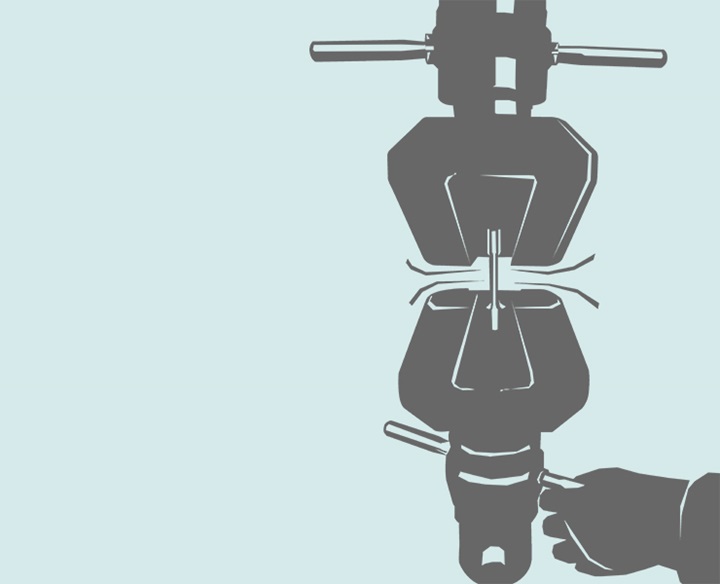 Illustration - mechanical properties of bolts and steel rods for valve stems are checked  by tensile test