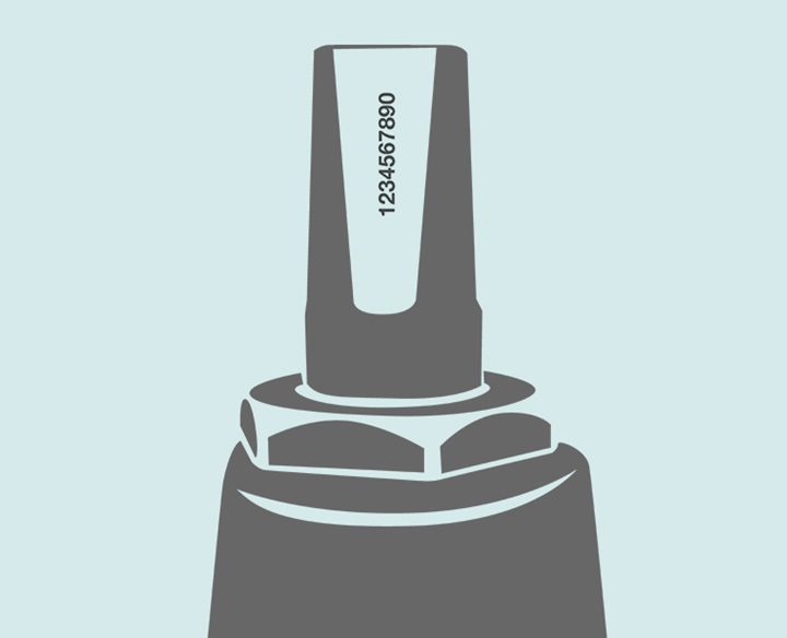 Illustration - all valve stems are permanently marked with a unique serial number